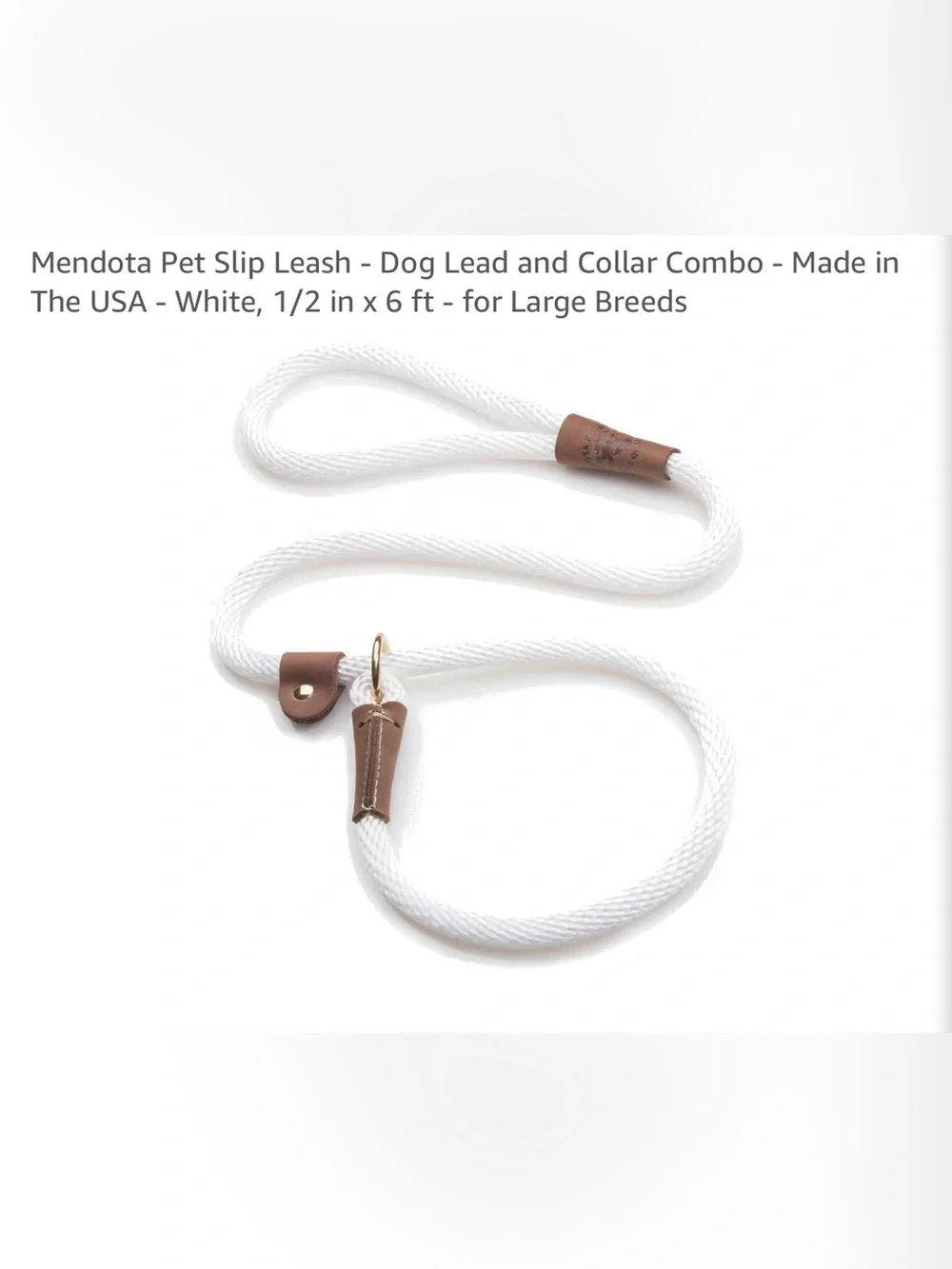 White Dog Slip Leash